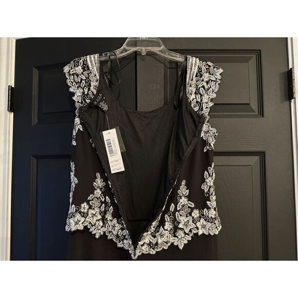 J Kara Women's Cap Sleeve Long Beaded Dress - Picture 8 of 10